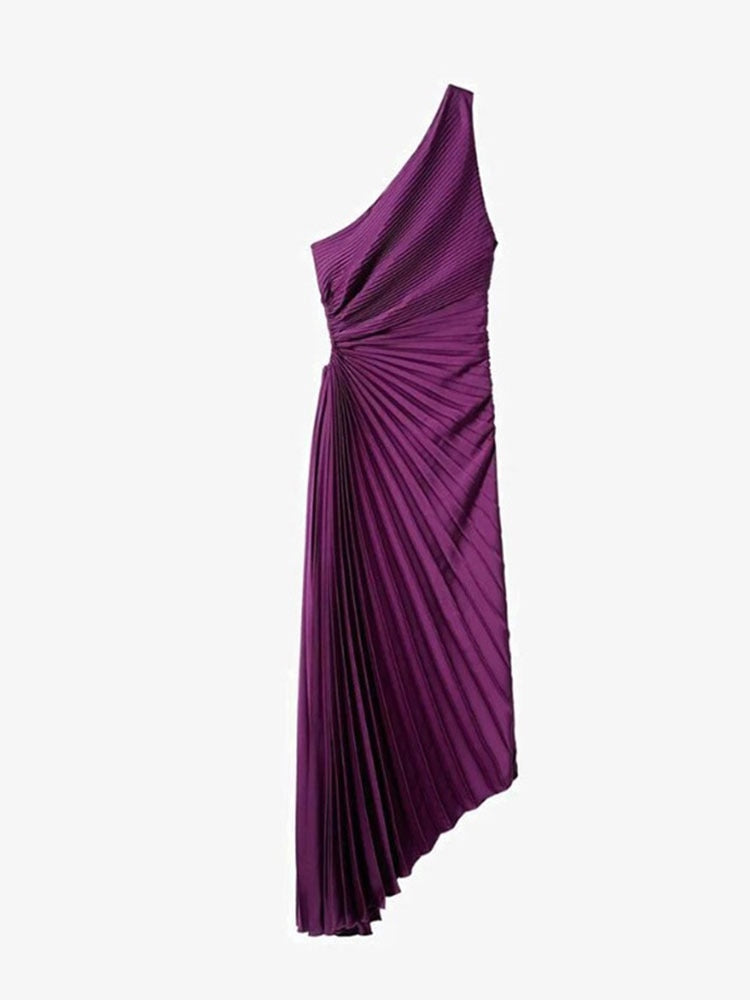 Selena One Shoulder Pleated Maxi Dress