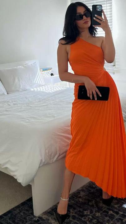 Selena One Shoulder Pleated Maxi Dress