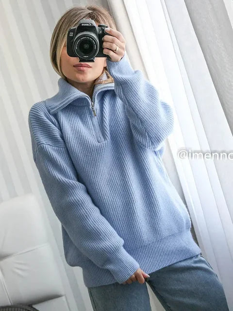 Quarter Zip Turtleneck Sweater