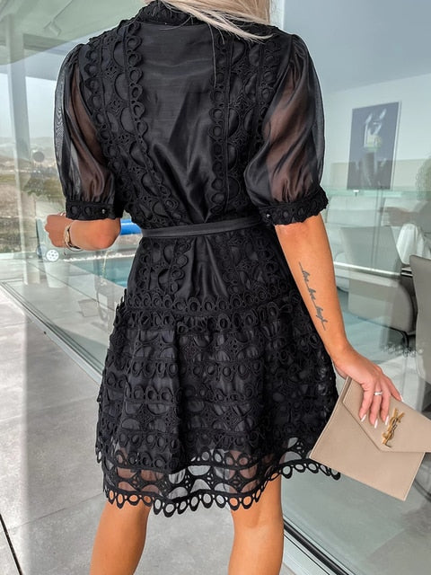 Macy Patchwork Lace Mini Dress