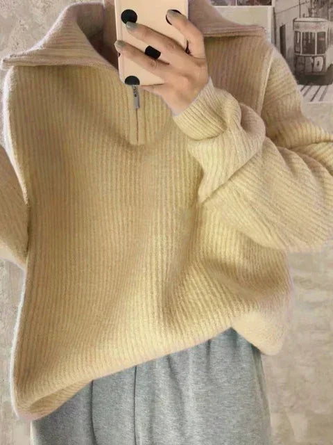 Quarter Zip Turtleneck Sweater