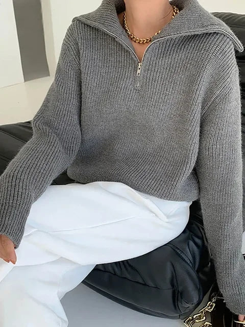Quarter Zip Turtleneck Sweater