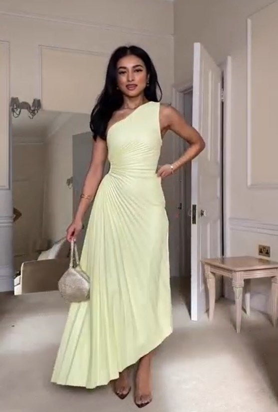 Selena One Shoulder Pleated Maxi Dress