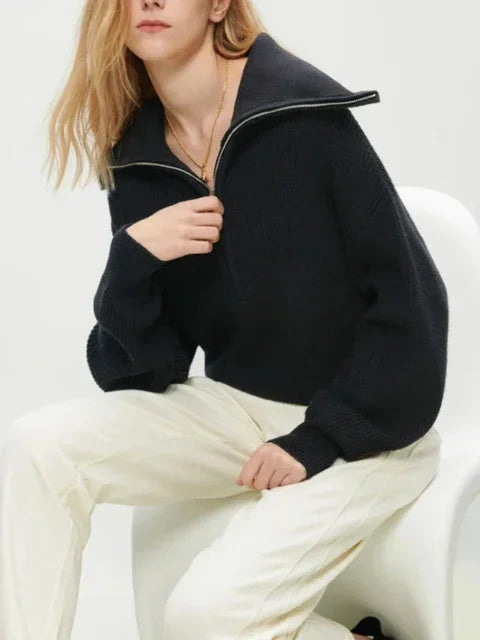 Quarter Zip Turtleneck Sweater