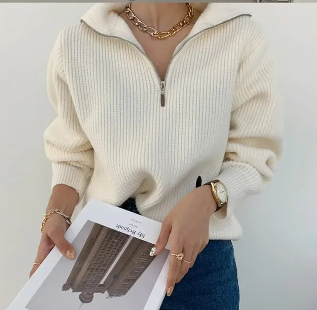 Quarter Zip Turtleneck Sweater