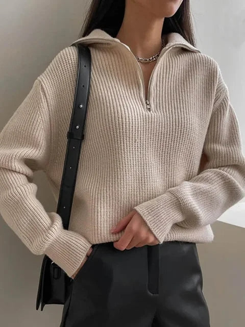Quarter Zip Turtleneck Sweater