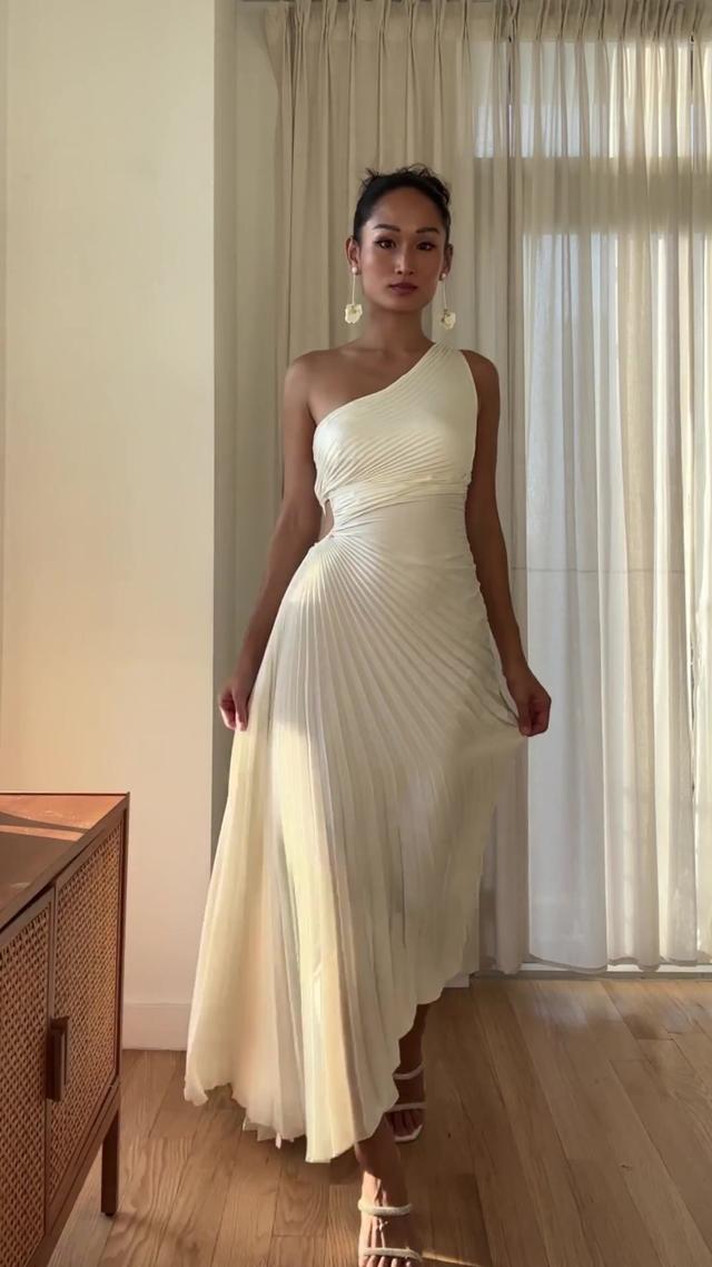 Selena One Shoulder Pleated Maxi Dress