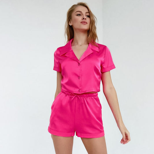 Button-Up Short-Sleeved Pajama Set