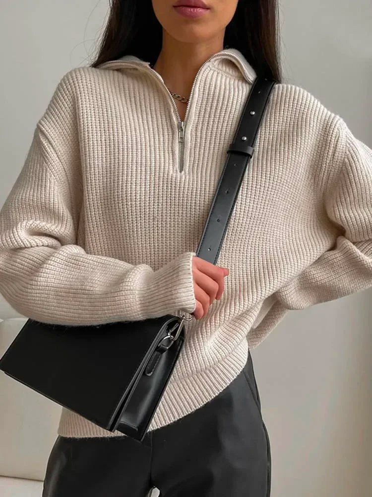 Quarter Zip Turtleneck Sweater