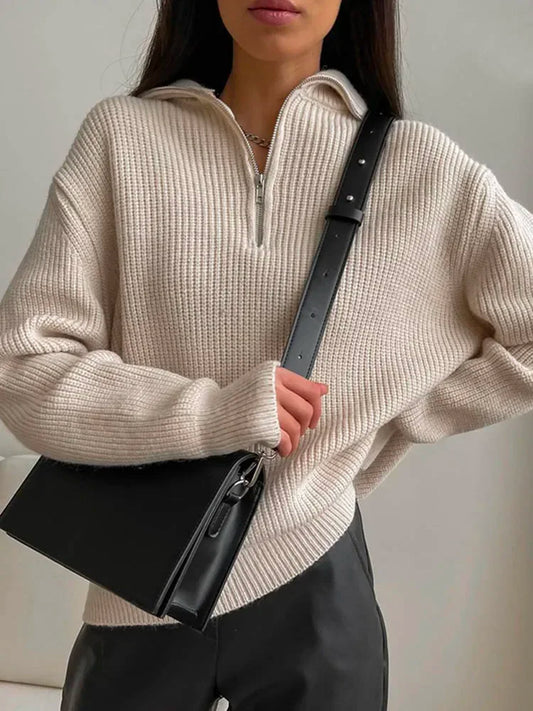 Quarter Zip Turtleneck Sweater