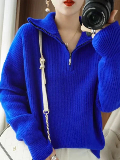 Quarter Zip Turtleneck Sweater