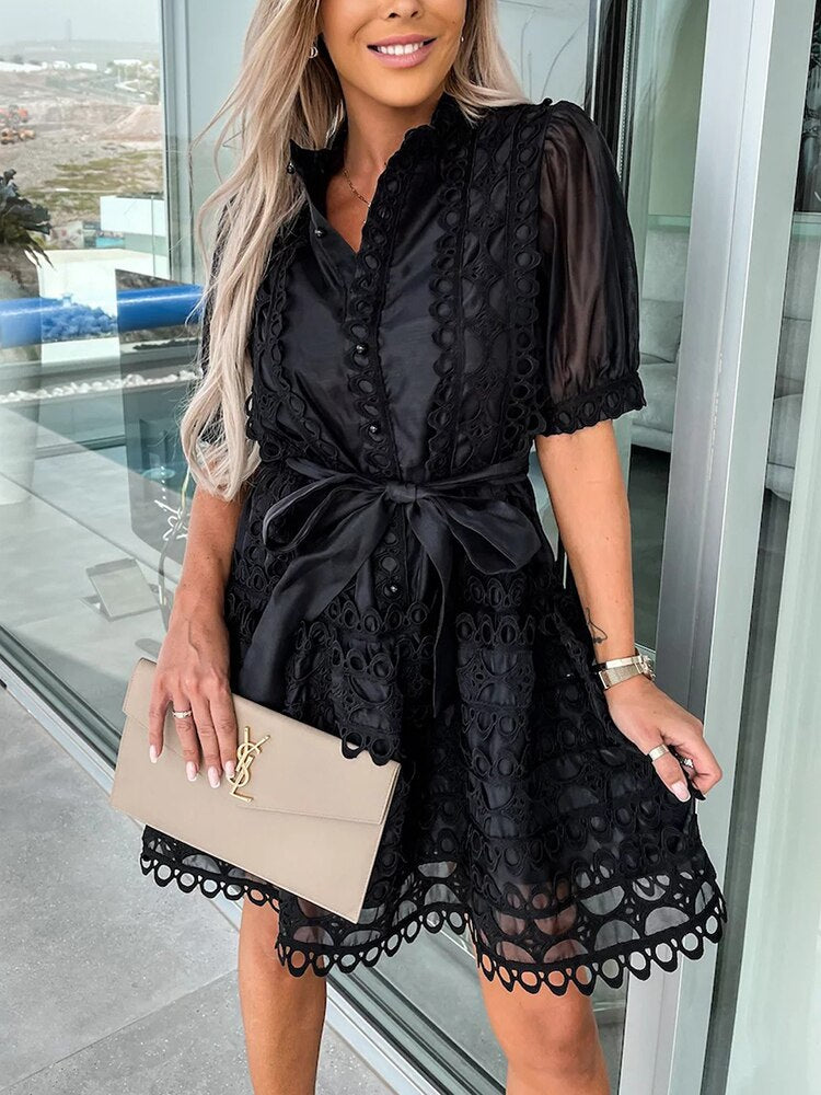 Macy Patchwork Lace Mini Dress