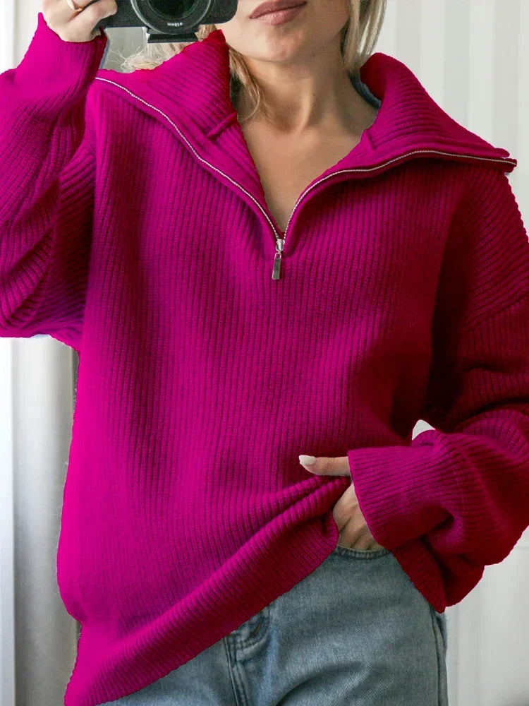 Quarter Zip Turtleneck Sweater
