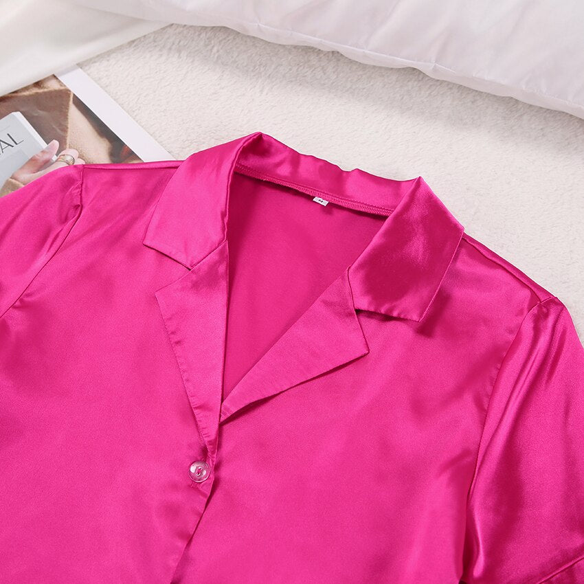 Button-Up Short-Sleeved Pajama Set