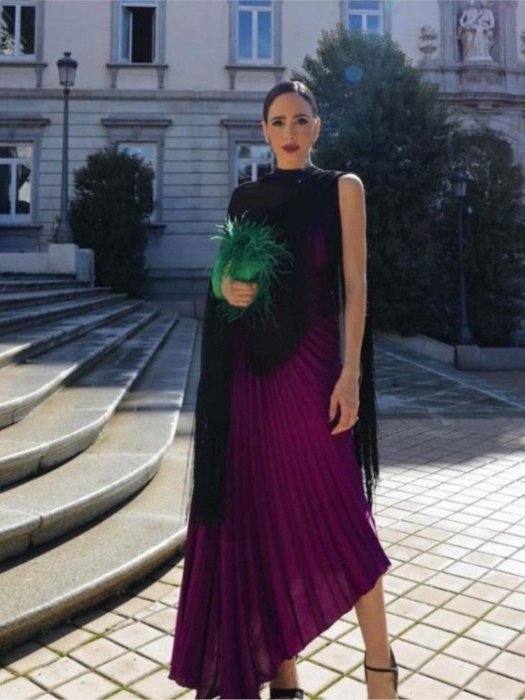 Selena One Shoulder Pleated Maxi Dress