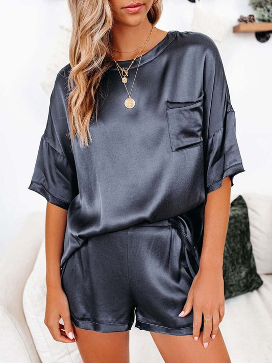 Satin T-Shirt Pajamas Set