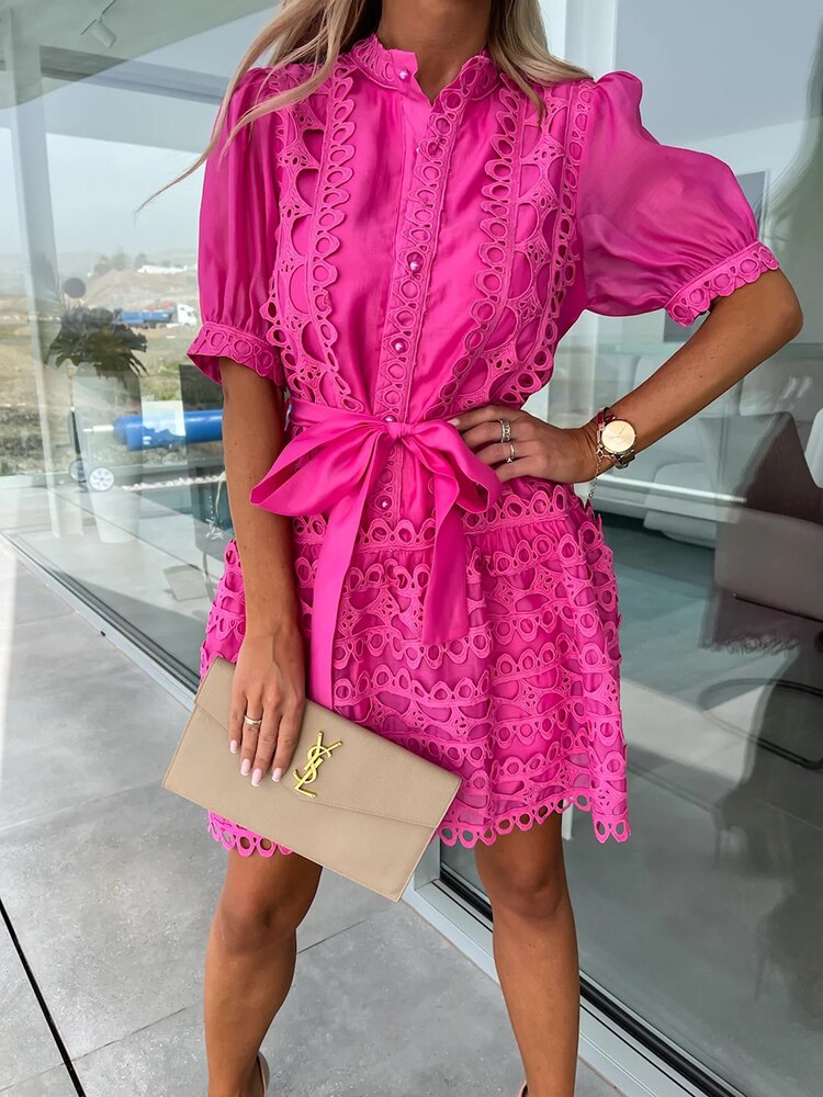 Macy Patchwork Lace Mini Dress